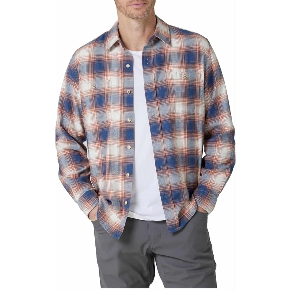 Wrangler Authentics Men's Cloud Flannel Plaid Long Sleeve Button Up‎ Shirt S